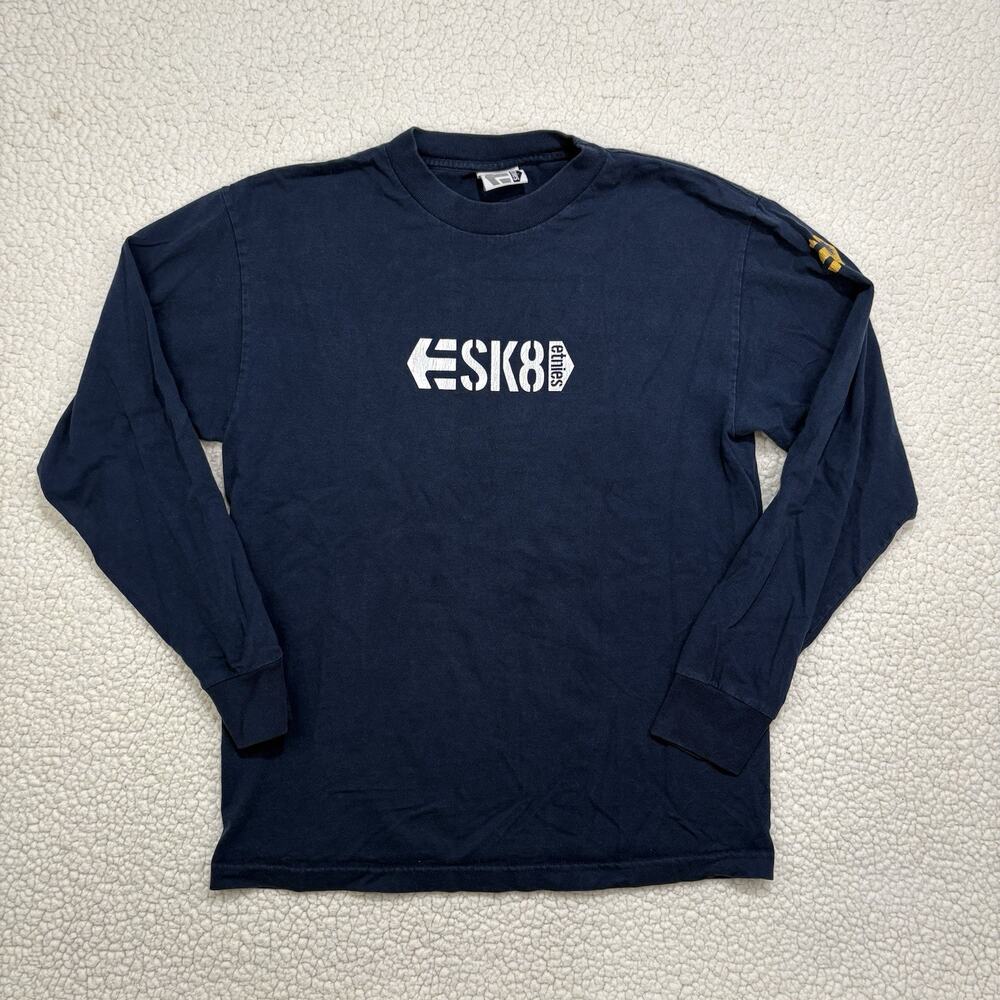 Vintage 90s Etnies ESK8 Skateboarding Mens M Long Sleeve T-Shirt Blue USA Made